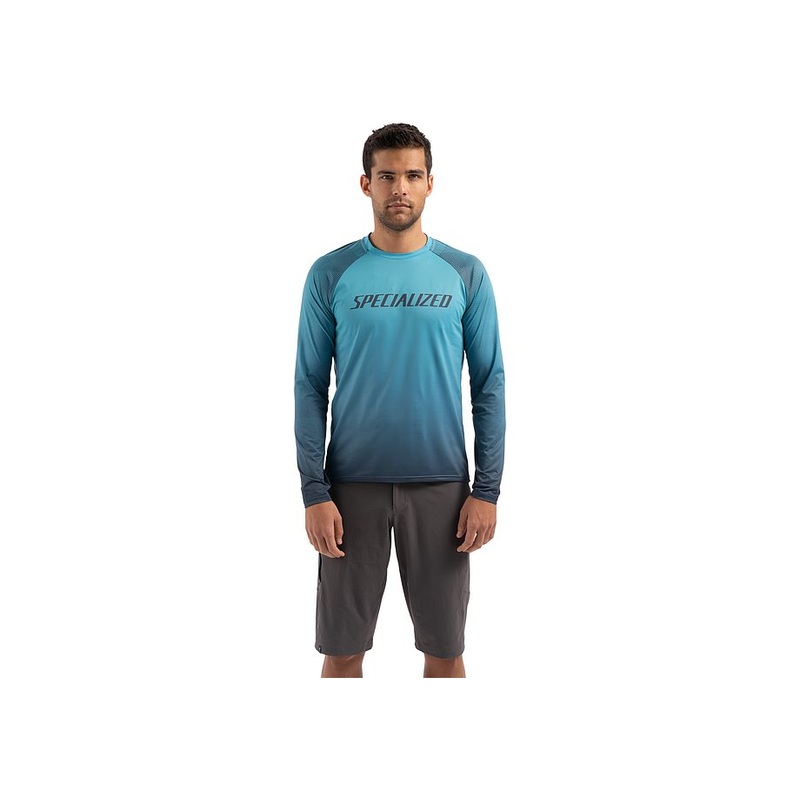 Specialized enduro air jersey ls men aqua / cast blue refraction s