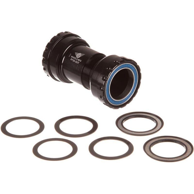 Wheels Manufacturing PF30 Outboard Bottom Bracket – For 30mm Spindle ABEC-3 Bearings PressFit Thread Together Black