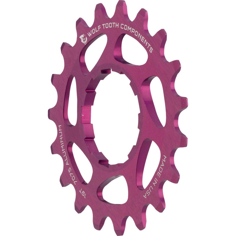 Wolf Tooth Single Speed Aluminum Cog: 19T, Compatible with 3/32″ Chains, Purple