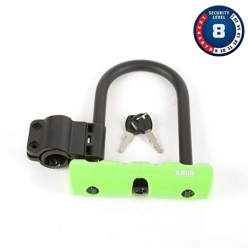 Abus Ultra 410 Mini U-Lock Key 12mm 14.0cm x 15.0cm 5.5″ x 5.9″ SH34 Green