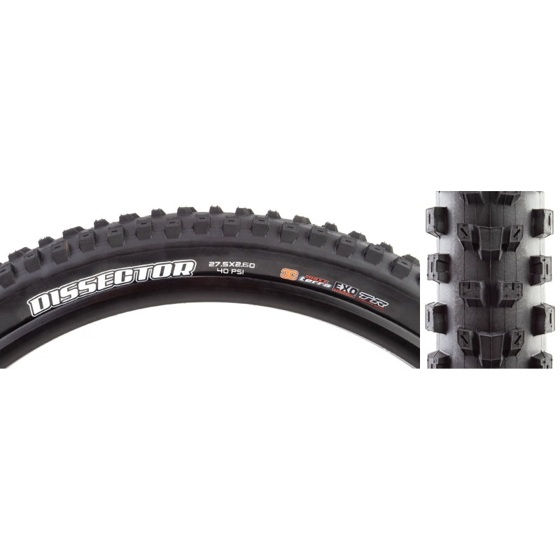 Maxxis Dissector Tire – 27.5 x 2.6 Tubeless Folding BLK 60tpi 3CMaxxTerra EXOProtection