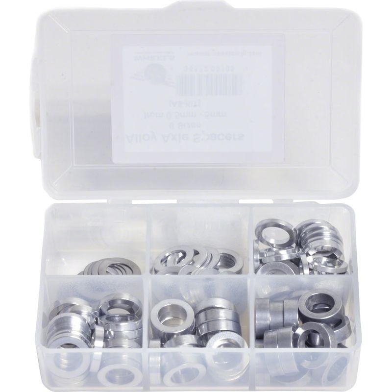 Wheels Manufacturing Kit of six assorted sizes (.5 to 5mm) 125 Spacers in storage box