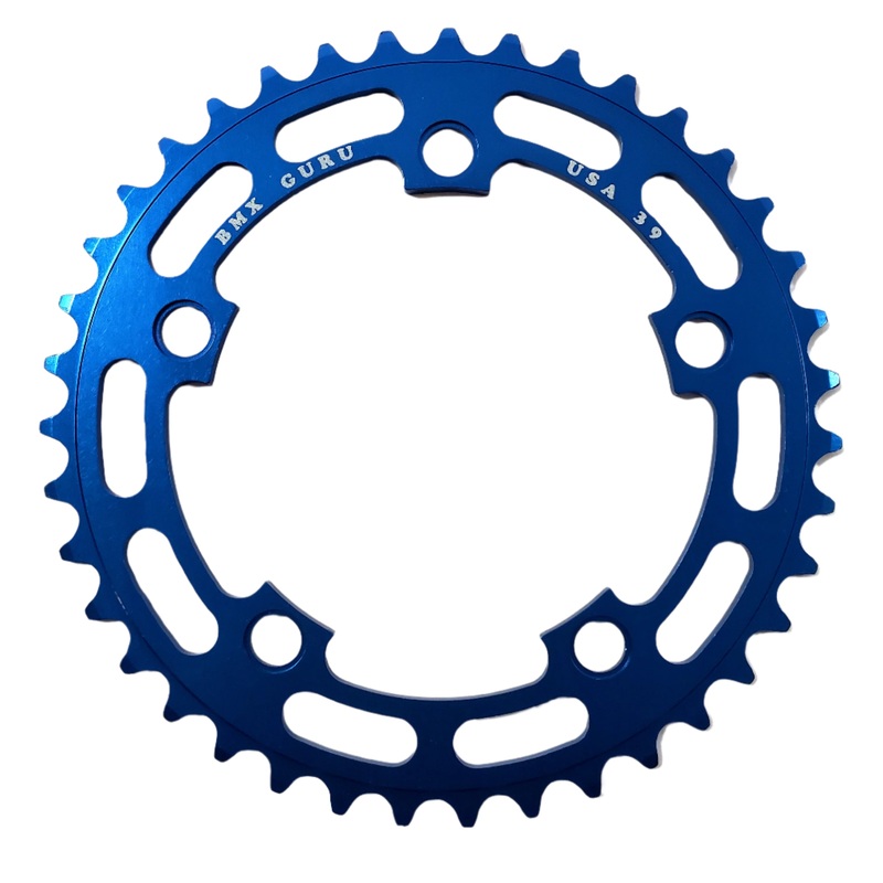 BMXGuru 39t BMX Chainring – Blue – 110mm 5-bolt – USA Made