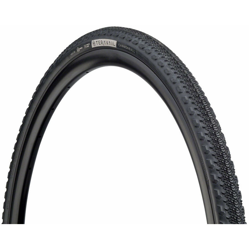 Teravail Cannonball Gravel Tire 700 x 38 Tubeless, Durable Casing, Folding Bead, Black