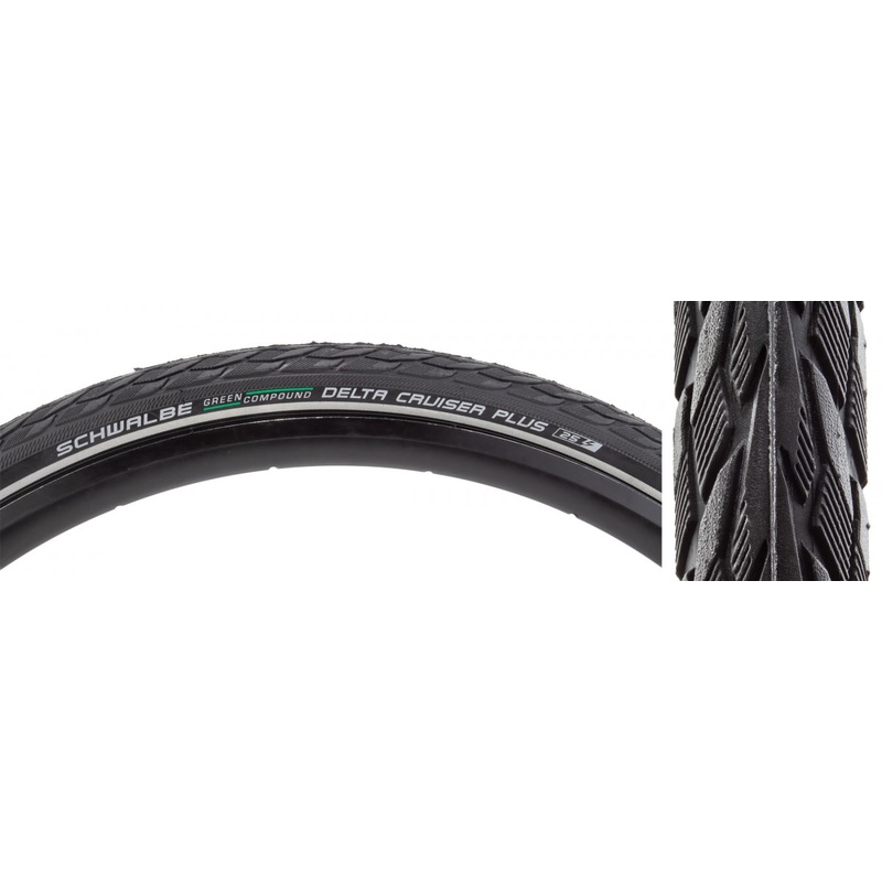 Tire Swb Delta Cruiser Plus 20X1.75 Active Gn-Guard Black/Bk/Ref Gn-Compound E25 Wire