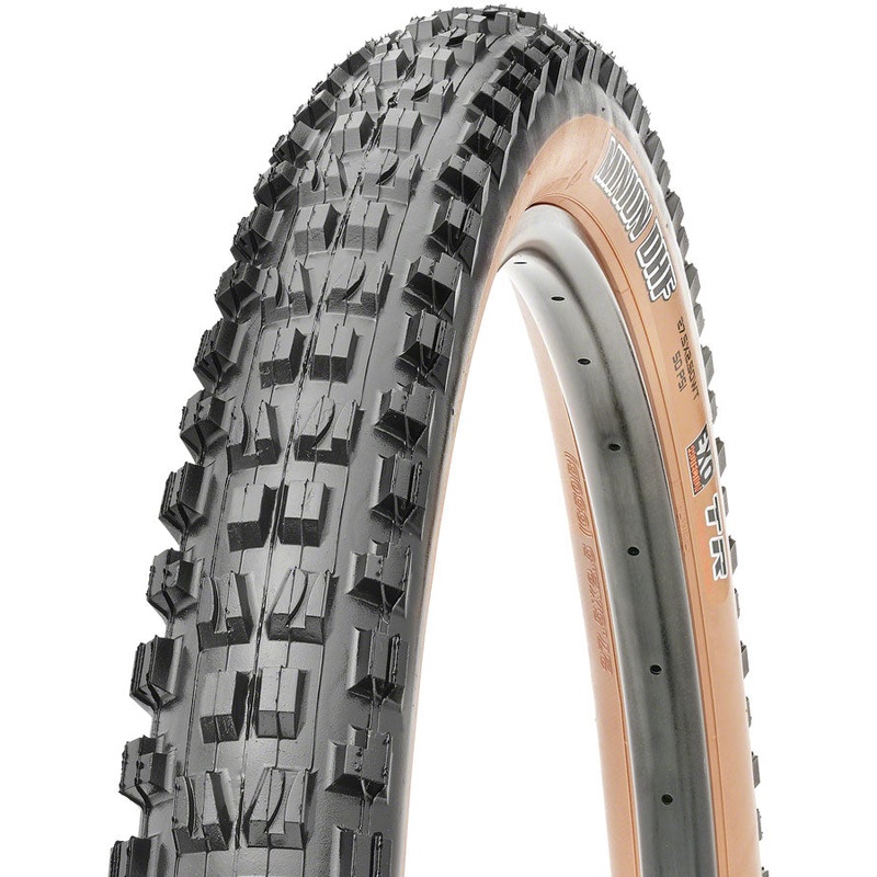 Maxxis Minion DHF Tire – 27.5 x 2.5, Tubeless, Folding, Black/Dark Tan, Dual,EXO, Wide Trail