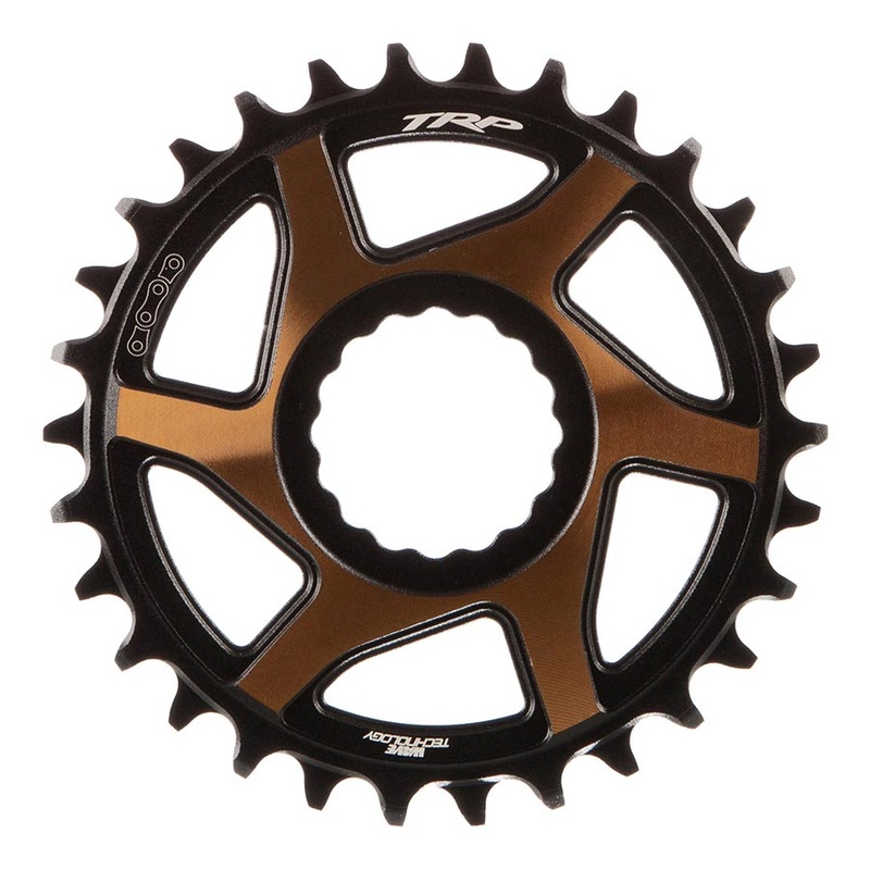 TRP CR-M9050 Boost Direct Mount Chainring – 30t 12-Speed CINCH Mount 3mm Offset 7075-T6 Aluminum Sandblasted BLK/Gold