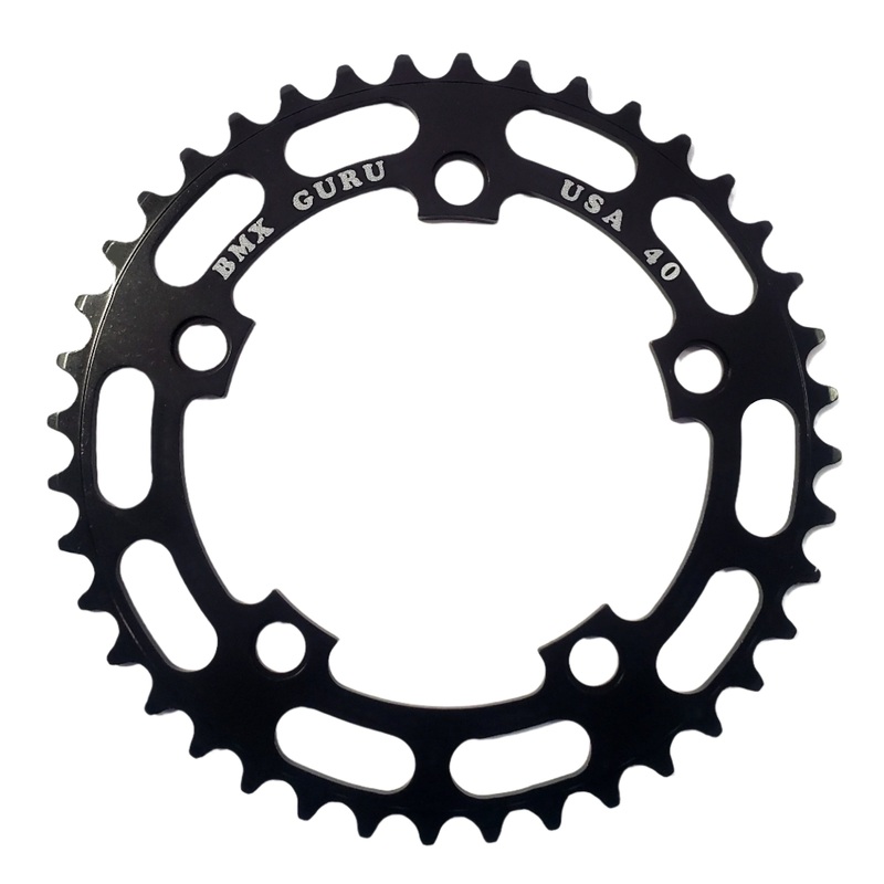 BMXGuru 40t BMX Chainring – Black – 110mm 5-bolt – USA Made
