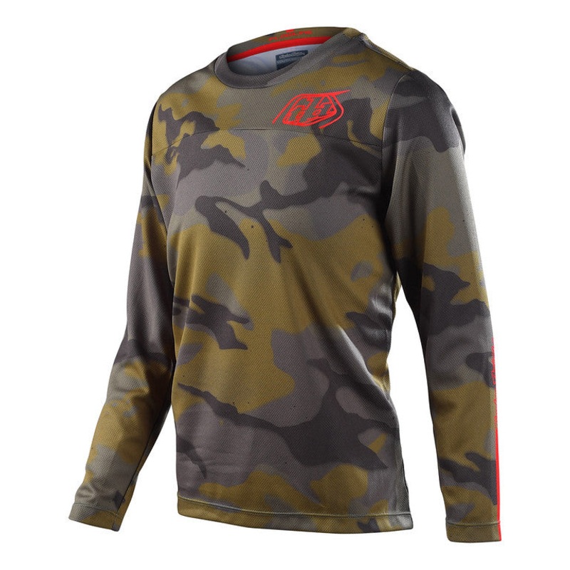 Troy Lee Designs Flowline Long Sleeve MTB Jersey – Youth – Spray Camo – Army