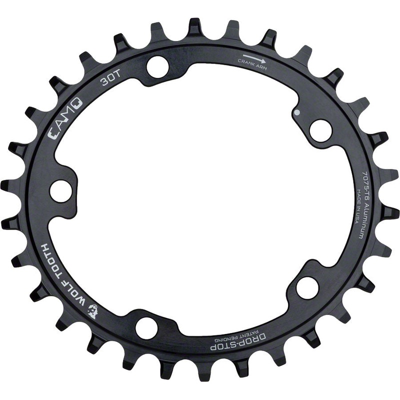 Wolf Tooth CAMO Aluminum Elliptical Chainring – 32t, Wolf Tooth CAMO Mount, Drop-Stop B, Black