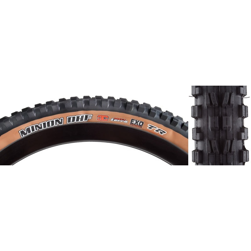 Maxxis Minion DHF Tire – 27.5 x 2.30 Tubeless Folding BLK/Dark Tan 3C MaxxTerra EXO