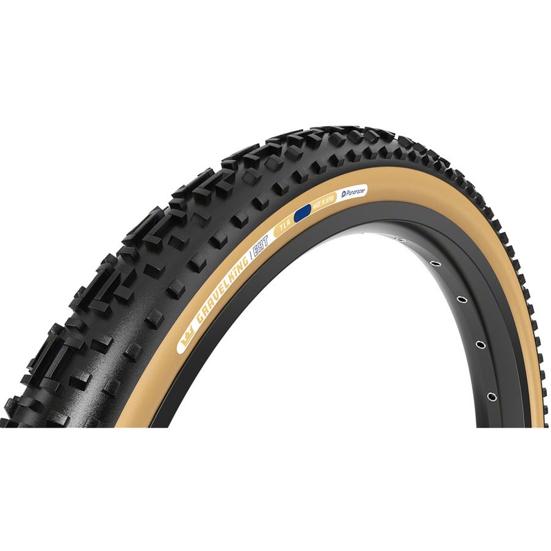 700x45C Panaracer GravelKing EXT Folding Tubeless Ready Tire – Black w/ Brown Sidewall