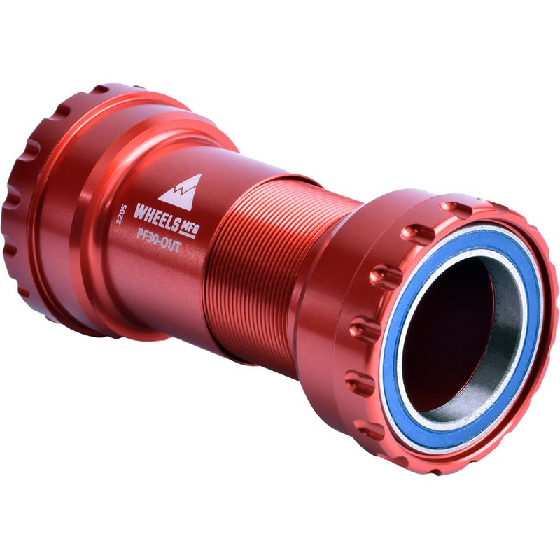 Wheels Manufacturing PF30 Outboard Bottom Bracket – For 30mm Spindle ABEC-3 Bearings PressFit Thread Together Red