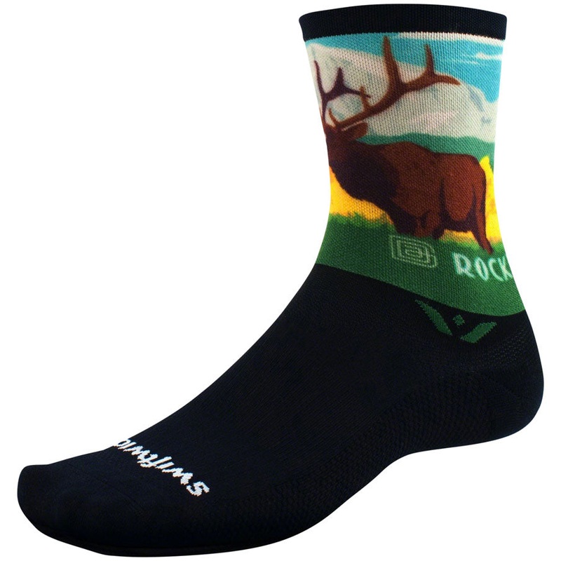 Swiftwick Vision Impression National Park Crew Socks – 6″ Rocky Mountains Large