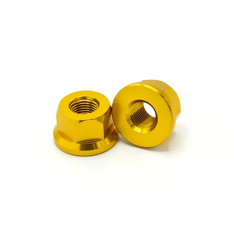 Theory 3/8″ x 26t Aluminum BMX Axle Nuts –  Set of 2 – Gold