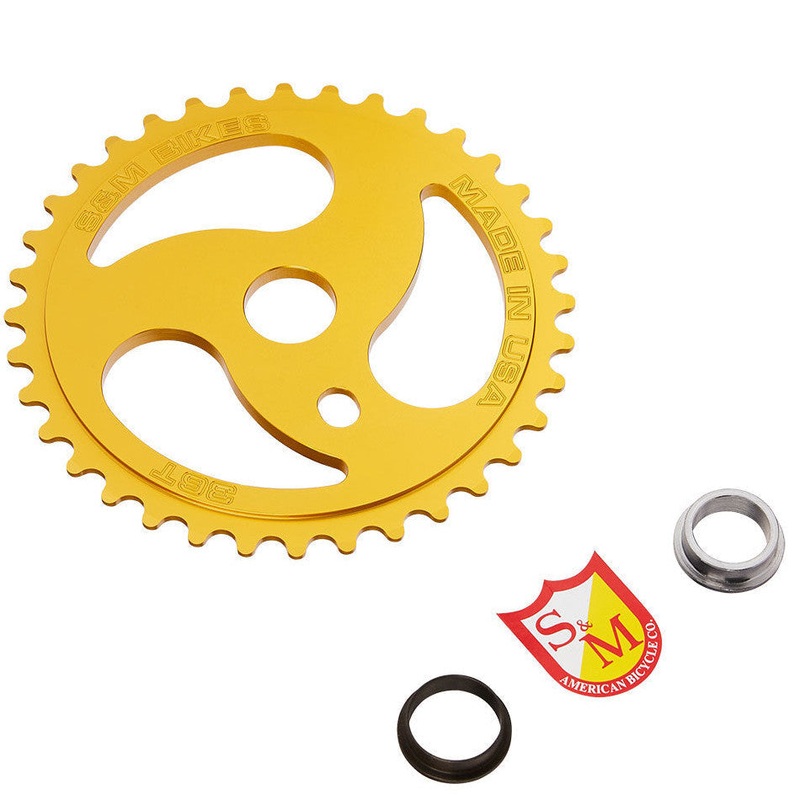 S&M 39t Chain Saw Aluminum BMX Sprocket – Gold – USA Made