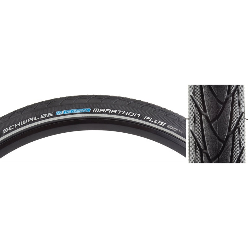 Schwalbe Marathon Plus Tire – 26 x 2 Clincher Wire BLK/Reflective Performance Line