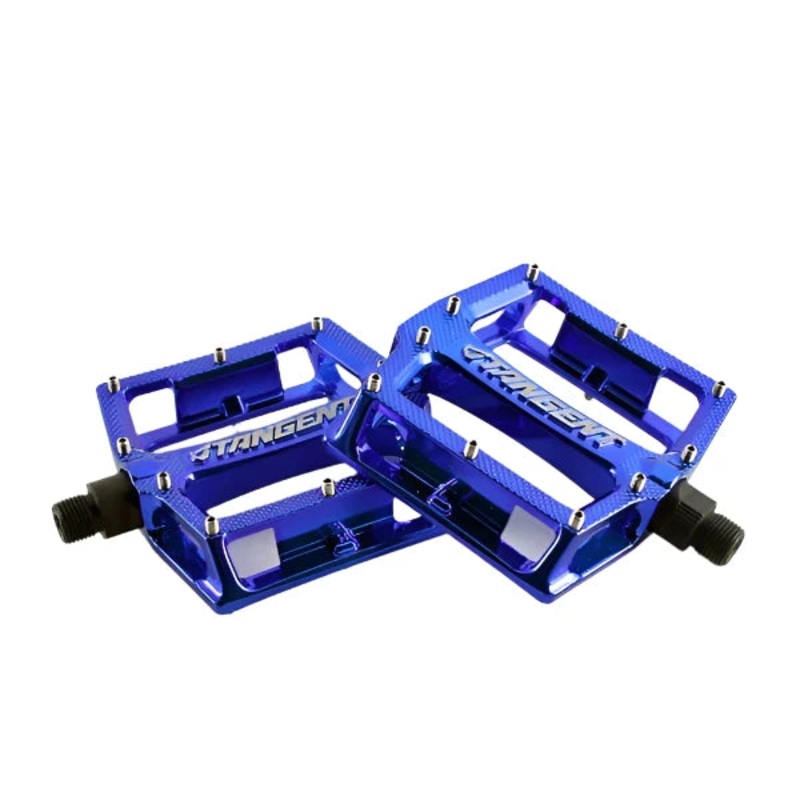 Tangent Platform BMX Pedals – Aluminum – 9/16″ – Blue Chrome