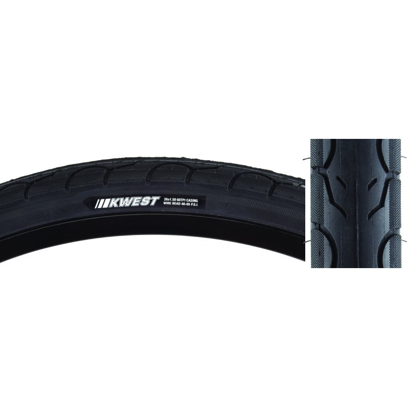 Kenda Kwest Tire – 26 x 1.5 Clincher Wire Black 60tpi