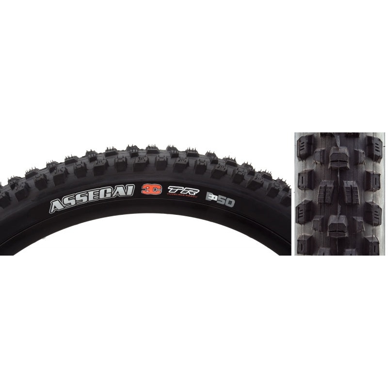 Maxxis Assegai Tire – 29 x 2.5 Tubeless Folding BLK 3C MaxxGrip DH Wide Trail E-50