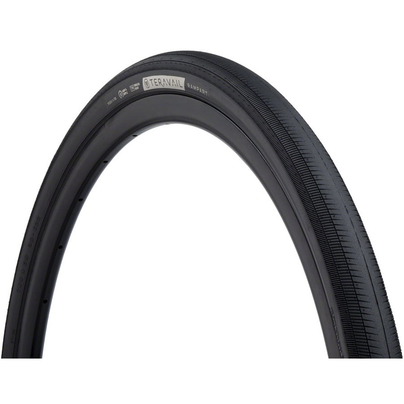 Teravail Rampart Tire – 700 x 38, Tubeless, Folding, Black, Light and Supple, Fast Compound