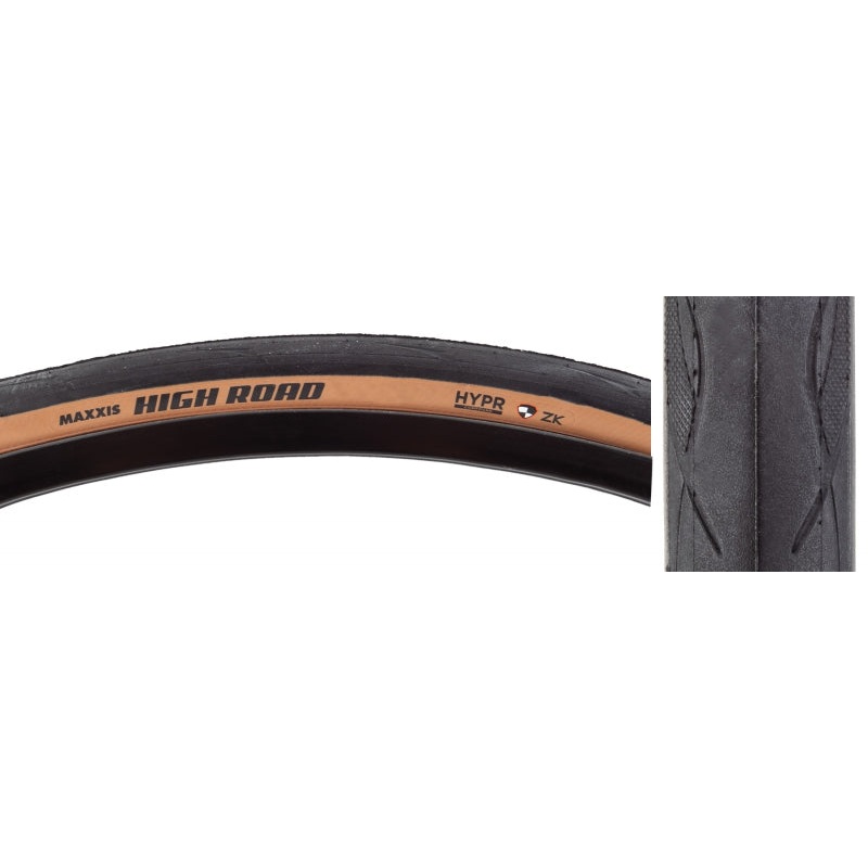 Maxxis High Road Tire – 700 x 25 Clincher Folding Black/Tan HYPR ZK