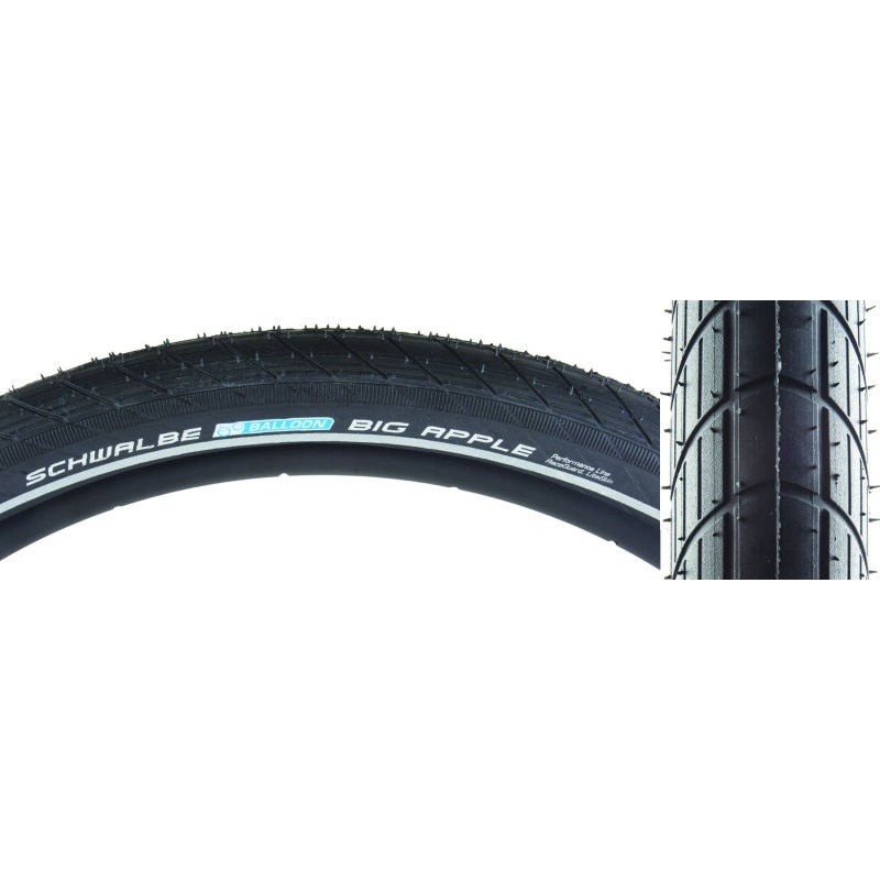 Schwalbe Big Apple Tire – 26 x 2.35 Clincher Wire BLK/Reflective Performance Line