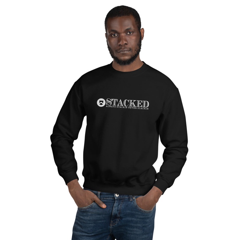 Stacked Always Stackin Crew Neck Sweat shirt Black