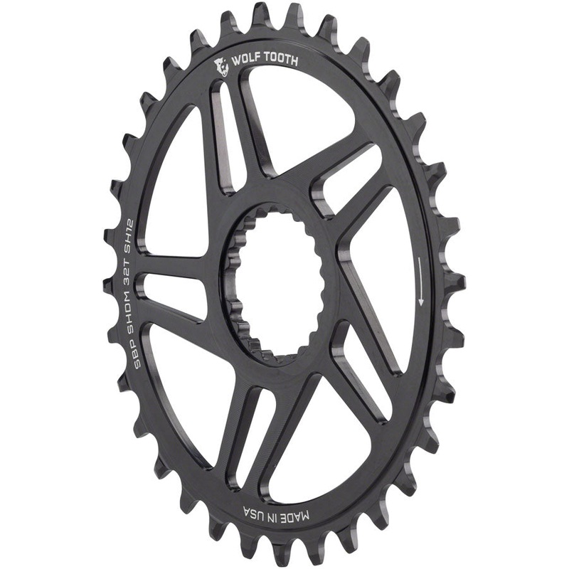 Wolf Tooth Direct Mount Chainring – 32t Shimano Direct Mount For Super Boost+ Cranks Requires 12-Speed Hyperglide+ Chain BLK