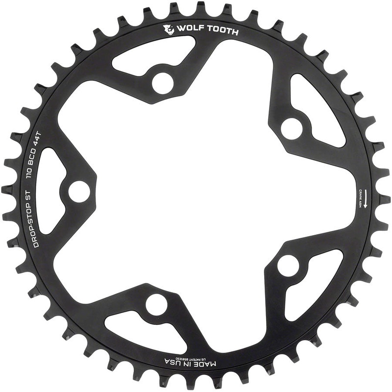 Wolf Tooth 110 BCD Gravel, CX and Road Chainring – 44t, 110 BCD, 5-Bolt, Drop-Stop ST, For Shimano HG+ and KMC 12-Speed