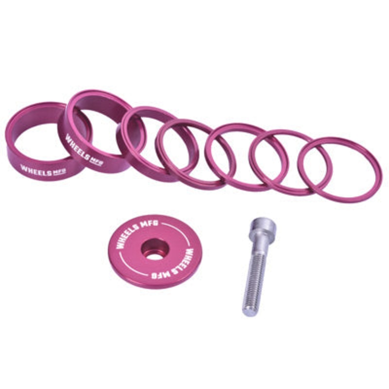 Wmfg H/Set Spcrs,Stckrght Ess Pink,7 Spcrs,Top Cap Aluminum Headset Spacer Kit  Headsets