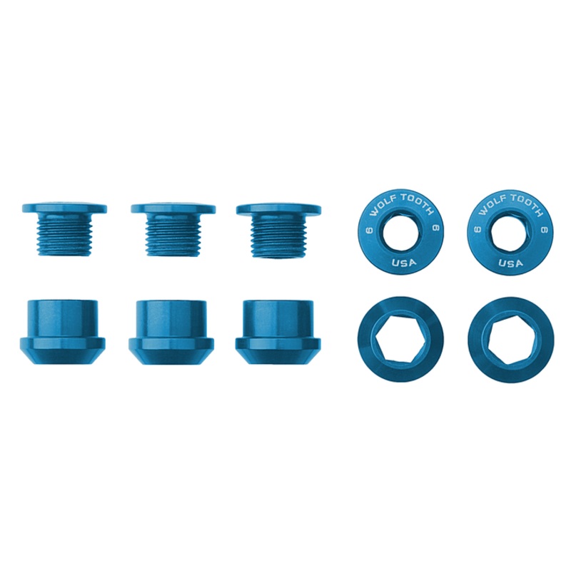 Wolf Tooth Components Chainring Bolt & Nut Set – 1X – Blue