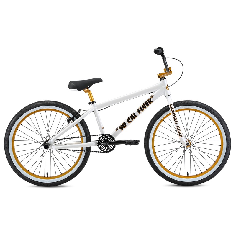 SE Bikes So Cal Flyer 24″ BMX Freestyle Bike-White/Gold