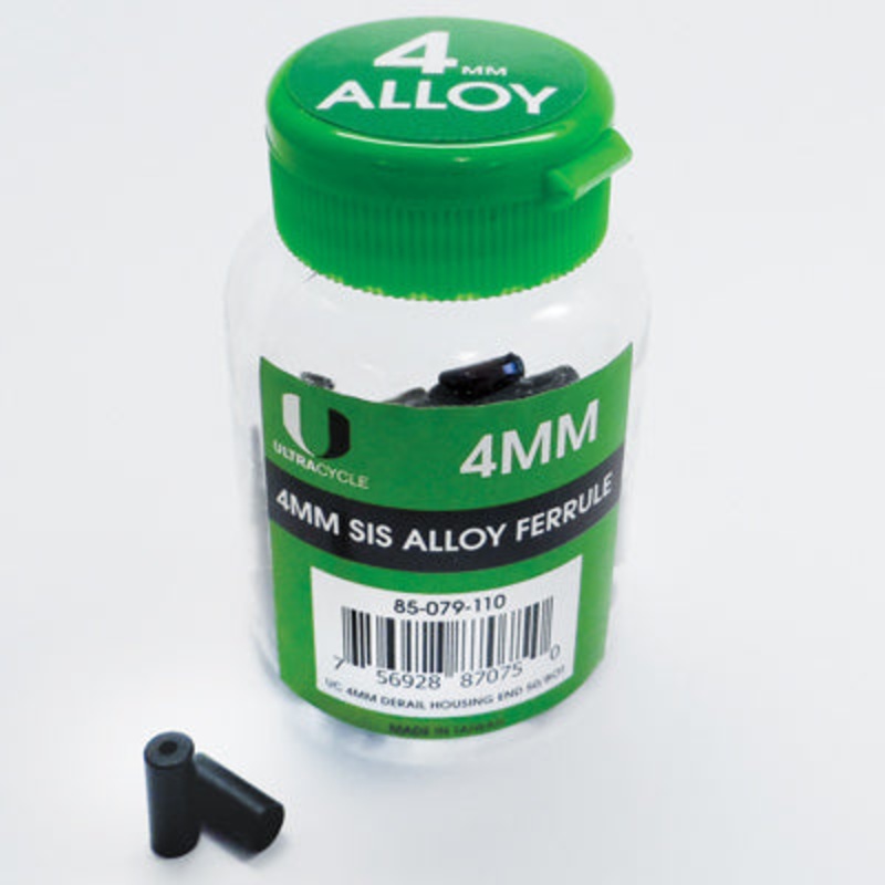 Uc Derailleur Housing End 4Mm Alloy Black 50/Bottle Aluminum Derailleur Housing Ferrules Ultracycle Cableshous