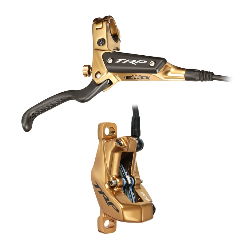 TRP DH-R Evo Pro Disc Brake and Lever – Hydraulic, 4-Pistion, Post Mount, Gold