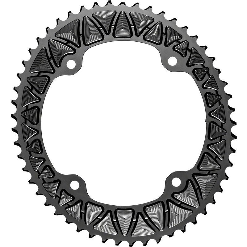 absoluteBLACK Premium Oval 145 BCD Road Outer Chainring for Campagnolo – 53t 145 BCD 4-Bolt Black