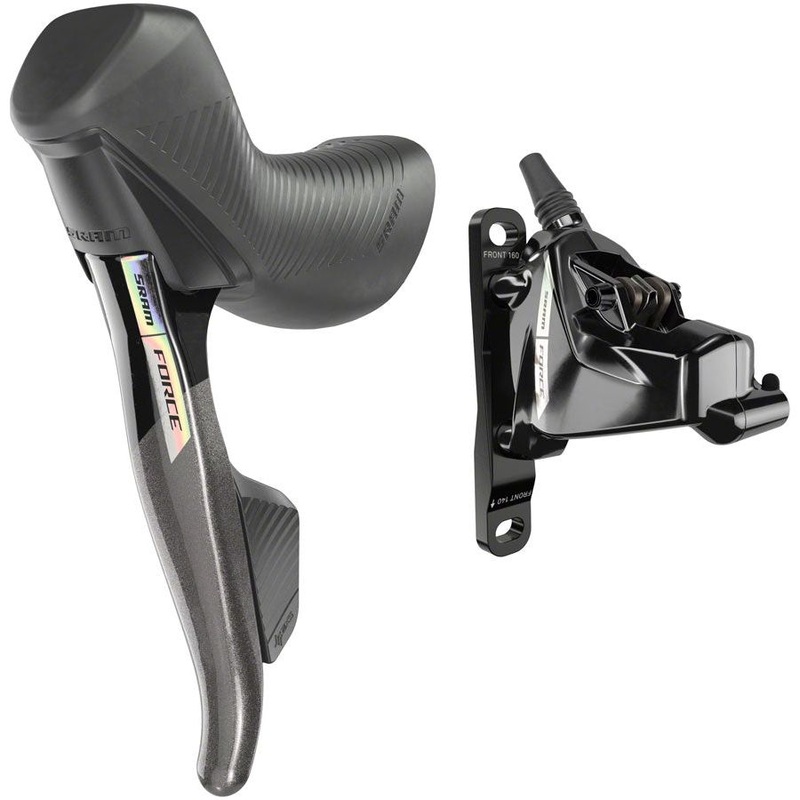 SRAM Force AXS HRD eTap Shift/Brake Lever and Hydraulic Disc Brake Caliper – Left/Front, Flat Mount, 20mm Offset, Iridescent Gray/Blk, D2