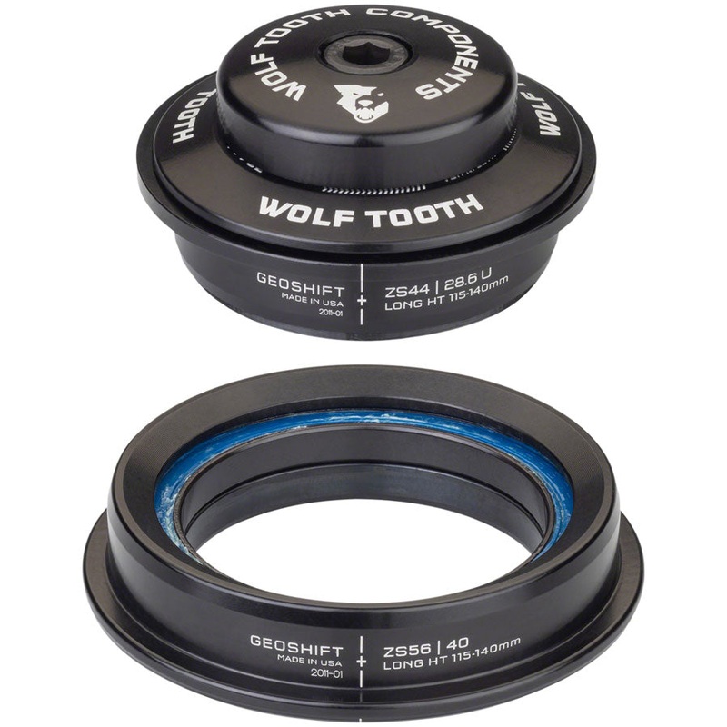 Wolf Tooth GeoShift Performance Angle Headset – 1 Deg, Long, ZS44/ZS56, Black