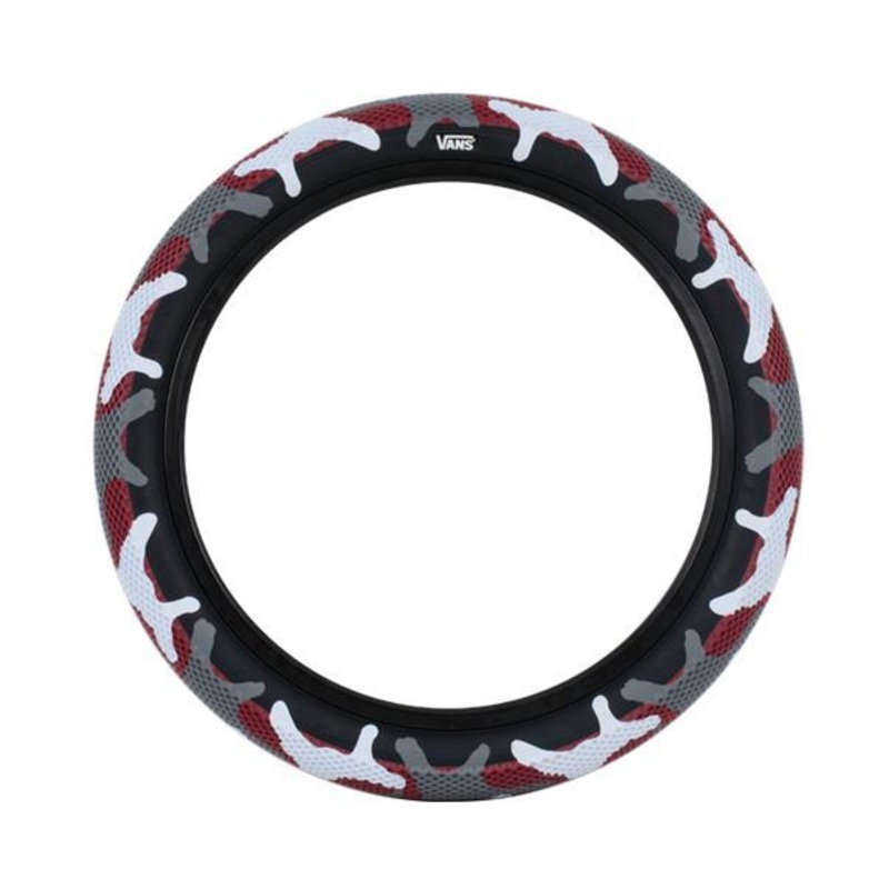 20×2.40 Cult BMX Vans Tire – Dark Red Camo w/ Black Sidewall
