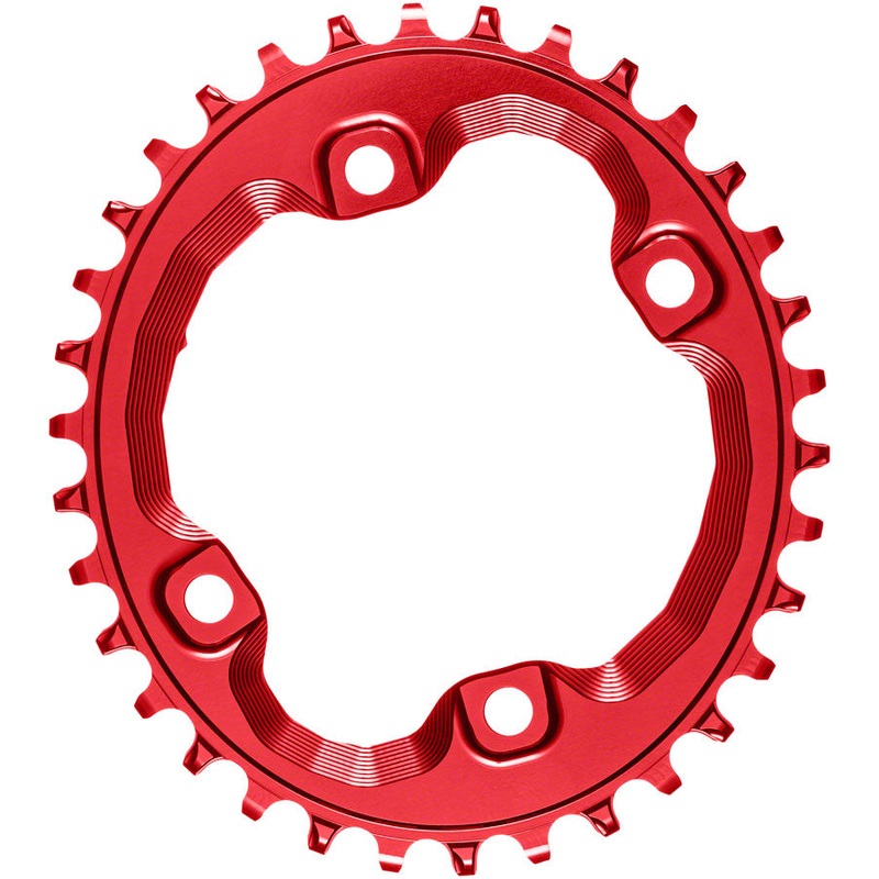 absoluteBLACK Oval 96 BCD Chainring Shimano XT M8000 – 34t 96 Shimano Asymmetric BCD 4-Bolt Narrow-Wide Red