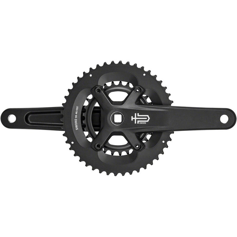 Sword BLK 2x Crankset – 175mm 9-Speed 46/29t 110/80 Asym BCD JIS Square Taper Spindle Interface BLK