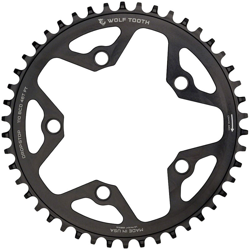 Wolf Tooth 110 BCD Cyclocross and Road Chainring – 36t, 110 BCD, 5-Bolt, Drop-Stop, 10/11/12-Speed Eagle and Flattop Compatible, Black