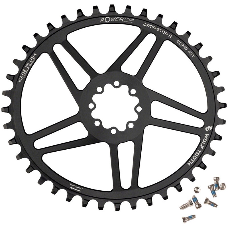 Wolf Tooth Elliptical Direct Mount Chainring – 40t SRAM Direct Mount Drop-Stop B For SRAM 8-Bolt Cranksets 6mm Offset BLK