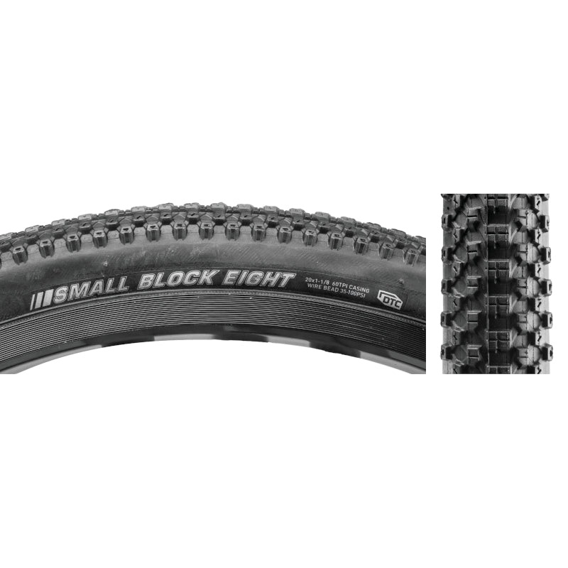 20×1-1/8 Kenda Small Block Eight 8 BMX Race Tire – All Black