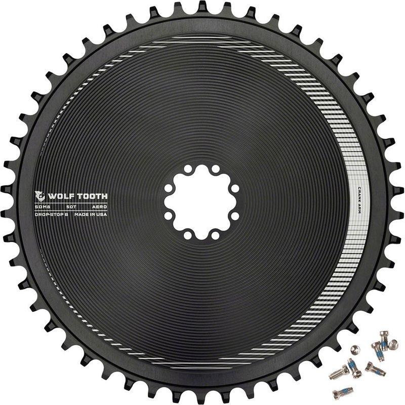 Wolf Tooth Aero Direct Mount Chainring – 50t Direct Mount SRAM 8-Bolt Drop-Stop B Black