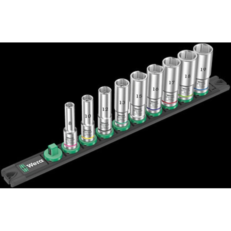 Wera Magnetic socket rail B Deep 1 socket set, 3/8″ drive, 9 pieces